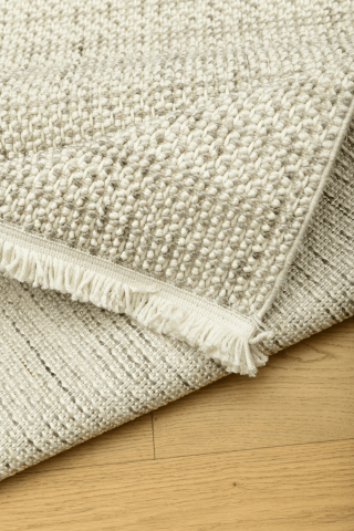 Point Gri Saçaklı Dokuma Kilim