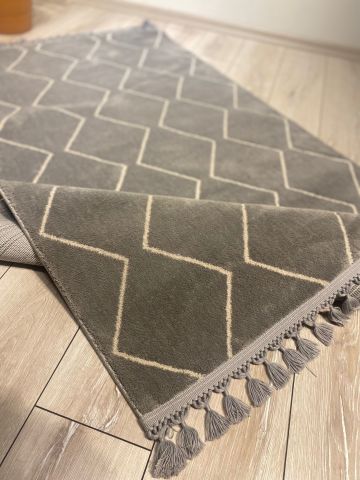 Gri Renk İskandinav Desenli Kilim Petra