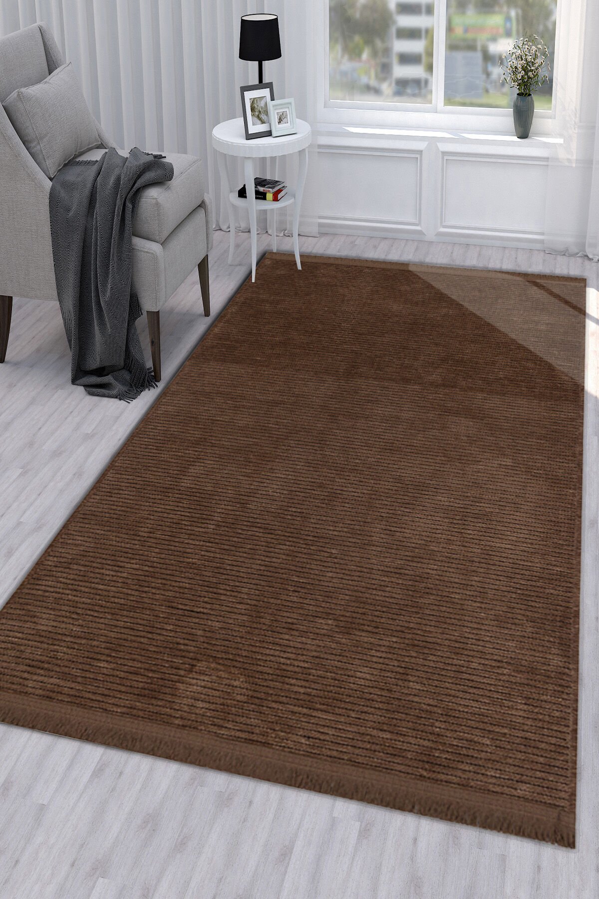 Kahve Rengi Pamuk Dokuma Sultan Kilim 100X200