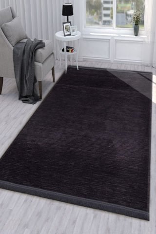 Antrasit / Koyu Gri Rengi Pamuk Dokuma Sultan Kilim 100X200