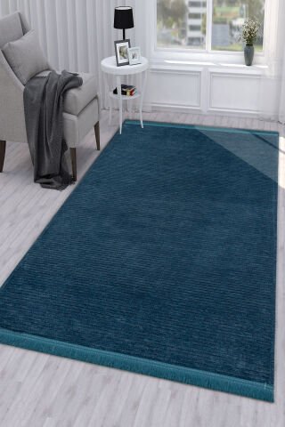 Lacivert Rengi Pamuk Dokuma Sultan Kilim 100X200