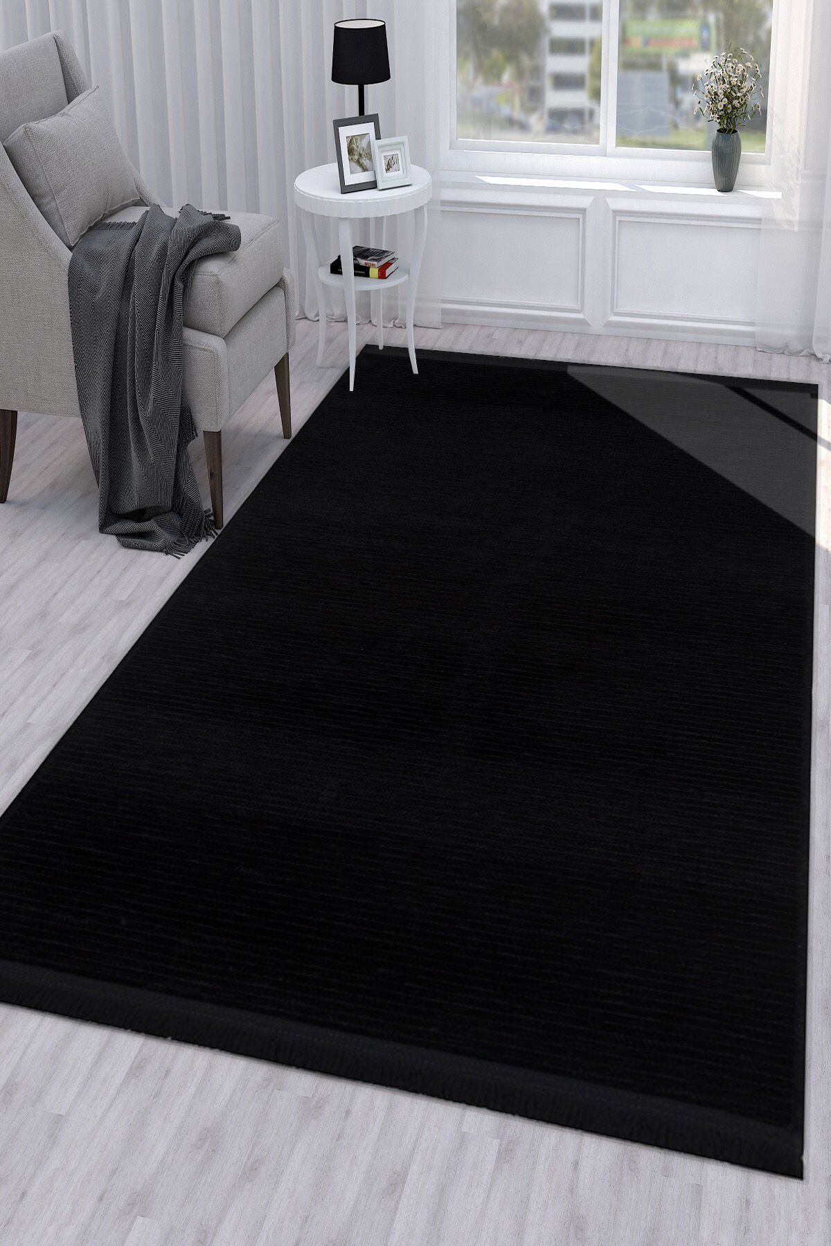 Siyah Renkli Pamuk Dokuma Sultan Kilim 100X200