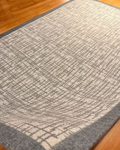 Gri Renkte Çizgili Velvet Sisal