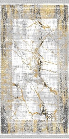 Hardal Renkli Klasik Bordürlü Mermer Desenli Dekoratif Kilim