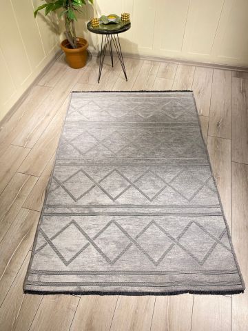 Açık Gri Renkli Kendinden Desenli Vals Kilim