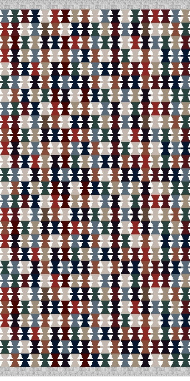 Karışık Desenli Renkli Dokuma Tabanlı Dekoratif Kilim