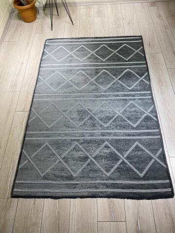 Antrasit Rengi Kendinden Desenli Vals Kilim