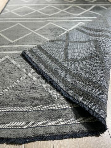 Antrasit Rengi Kendinden Desenli Vals Kilim