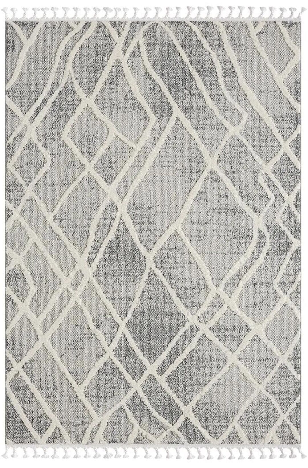 Gri Dekoratif Bukle Halı