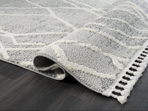 Gri Dekoratif Bukle Halı