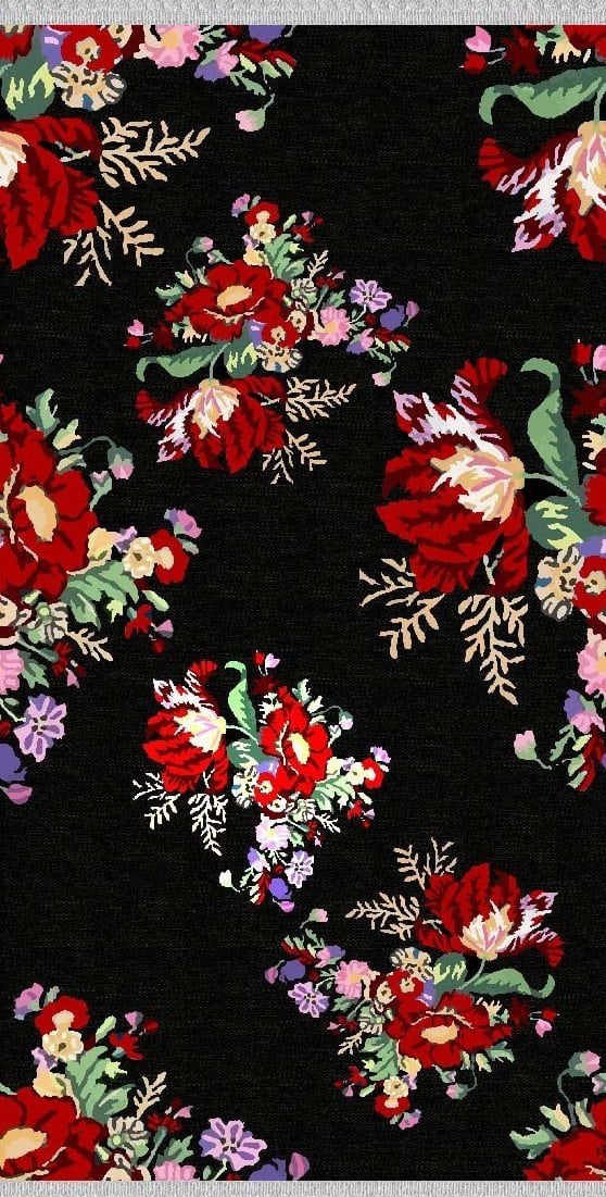 Karabağ Desenli Dokuma Tabanlı Saçaklı Dekoratif Kilim