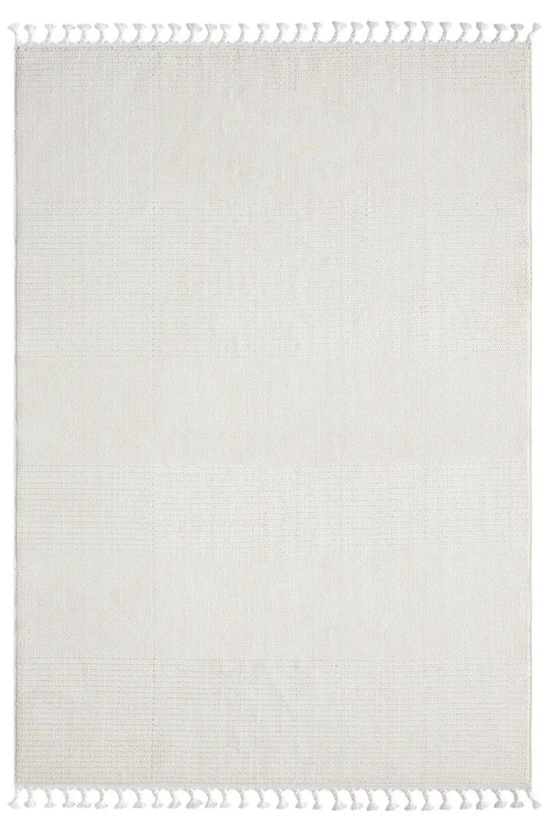 Beyaz Dekoratif Bukle Halı