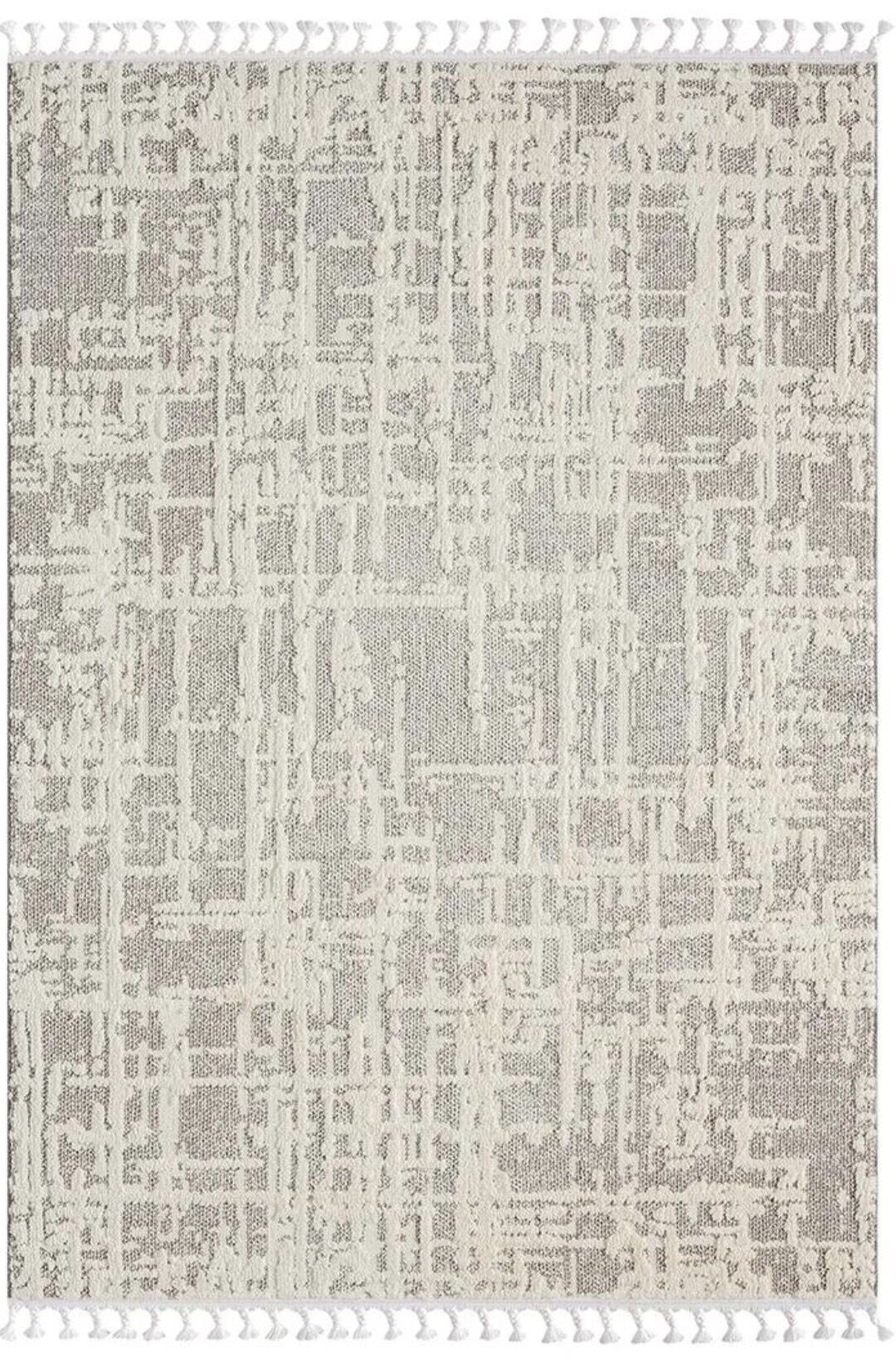 Bej Dekoratif Kabartmalı Halı