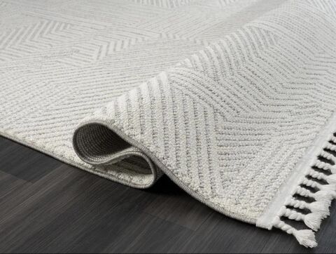 Bej Şekilli Dekoratif Bukle Halı