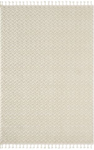 Beyaz Modern Desen Kabartmalı Bukle Halı