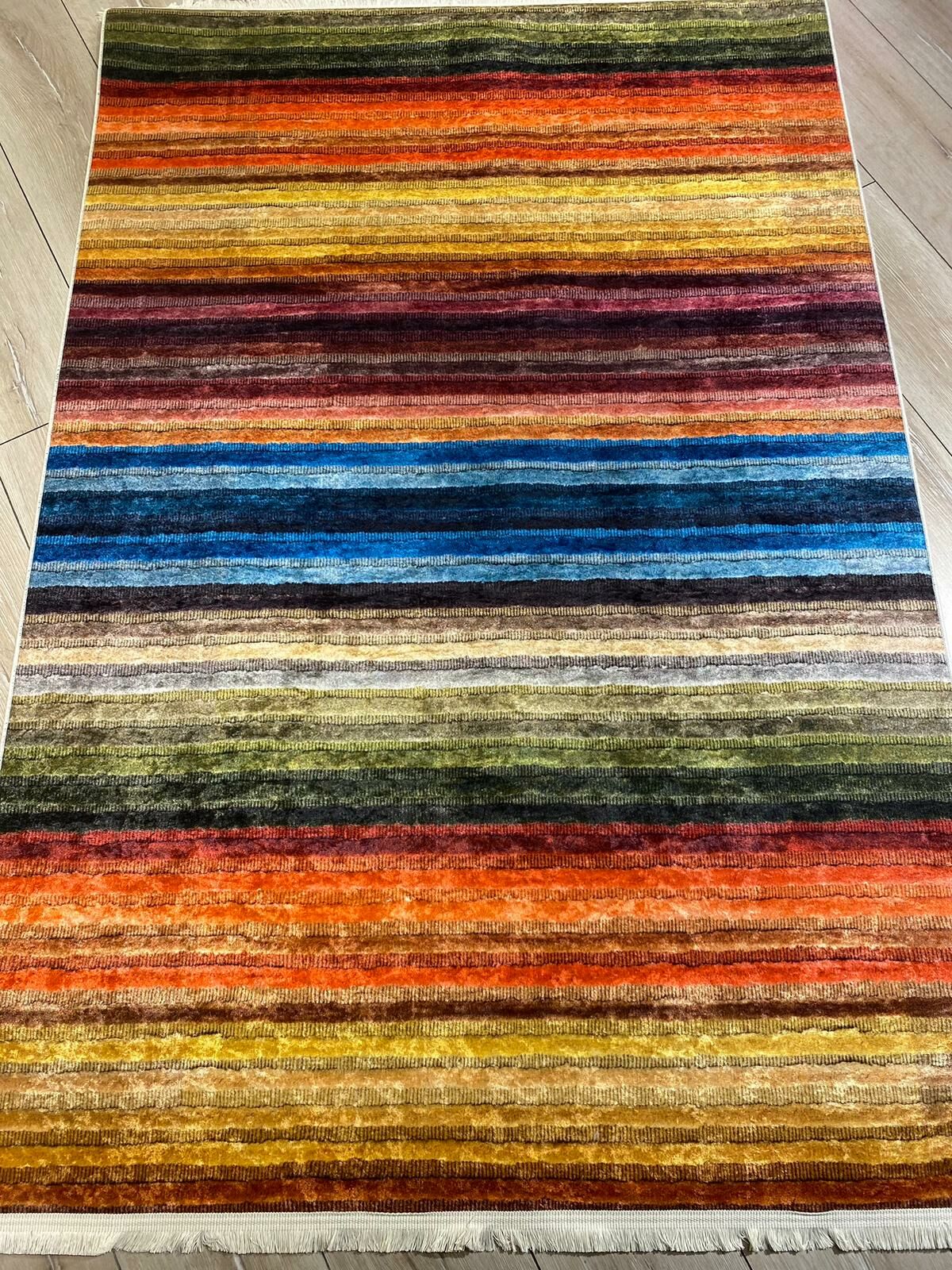 Renk Geçişli Gökkuşağı Desenli Baskı Kilim 100X200