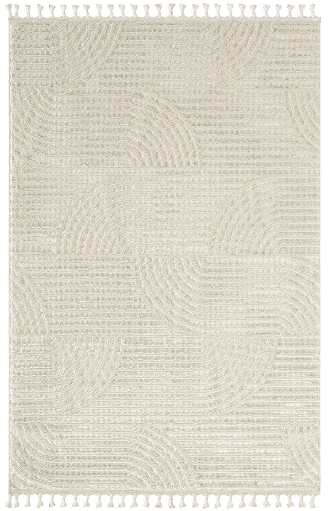 Beyaz Modern Kabartmalı Bukle Halı