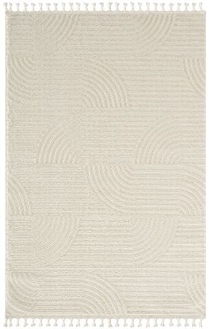 Beyaz Modern Kabartmalı Bukle Halı