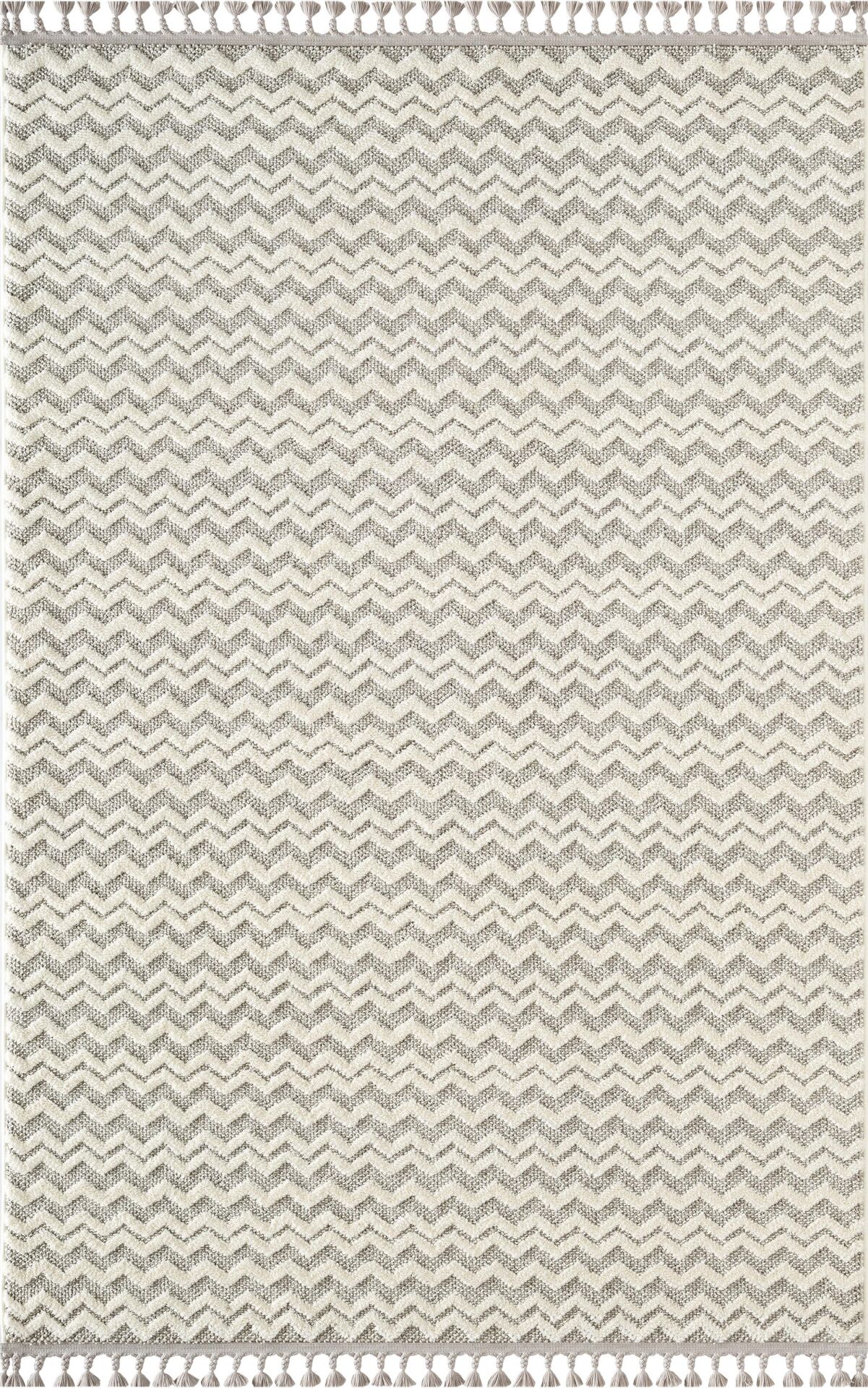 Gri Beyaz Kabartmalı Bukle Halı