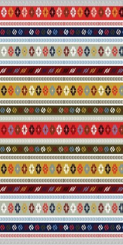 Otantik Desenli Saçaklı Renkli Dokuma Tabanlı Kilim