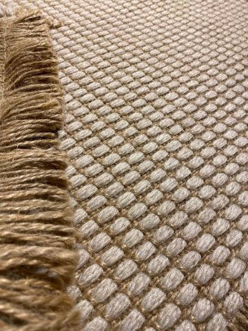 Jüt Hasır Doğal Renge Renk Saçaklı Kilim