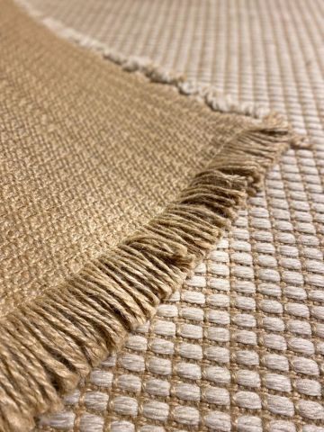 Jüt Hasır Doğal Renge Renk Saçaklı Kilim