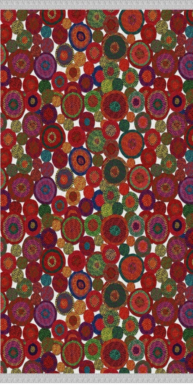 Renkli Yuvarlak Desenli Dokuma  Tabanlı Kilim