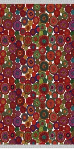 Renkli Yuvarlak Desenli Dokuma  Tabanlı Kilim