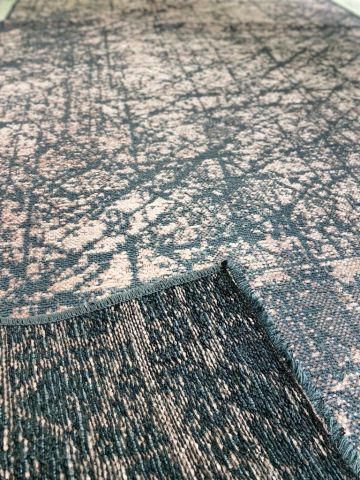 Pamuk Dokuma Pembe Gri Geometrik Desenli Kilim