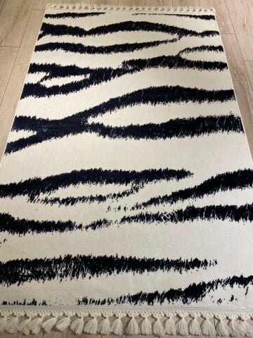 Kaymaz Taban Sİhay Beyaz Zebra Desenli Kilim