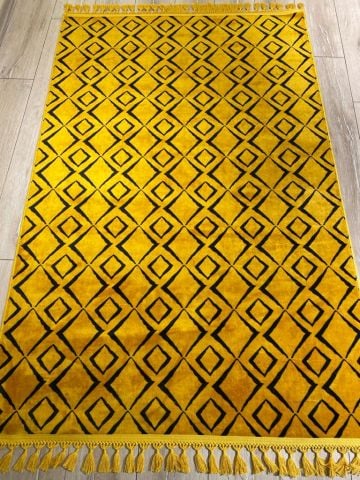 Kaymaz Taban Sarı Siyah Çizgili Kilim