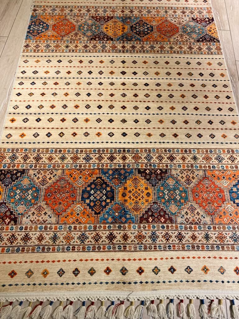 Renkli Şal Desenli Etnik Kilim