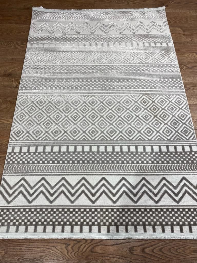 Kahve / Krem Geometrik Desenli Opera Kilim