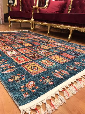 Renkli Saçaklı Otantik Desenli Dekoratif Dokuma Kilim
