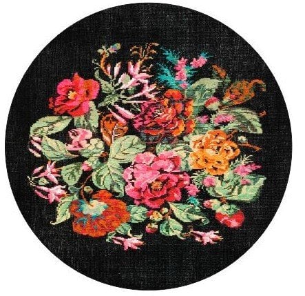 Yuvarlak Karabağ Desenli Dokuma Tabanlı Dekoratif Kilim