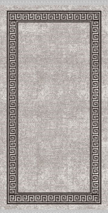 Gri Siyah Çerçeveli Dijital Baskı Halı