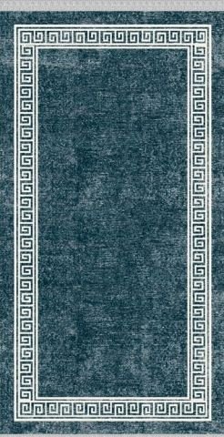 Mavi Çerçeveli Dijital Baskı Halı