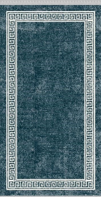 Mavi Çerçeveli Dijital Baskı Halı 100X200