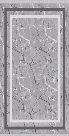 Gri Mermer Desen Çerçeveli Dijital Baskı Halı