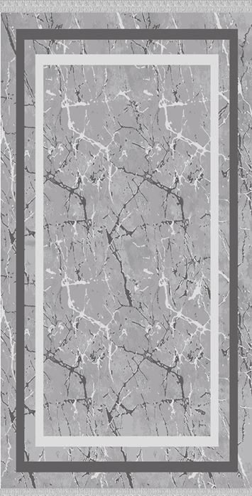 Gri Mermer Desen Çerçeveli Dijital Baskı Halı 100X200