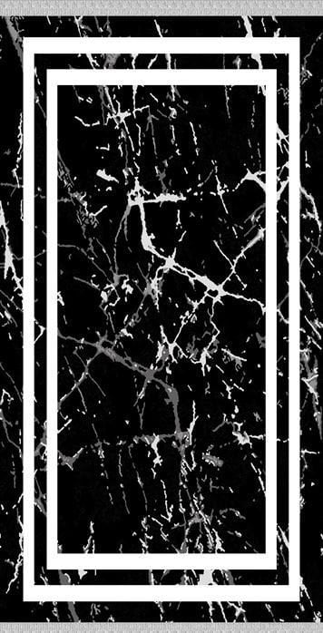 Siyah Mermer Desen Çerçeveli Dijital Baskı Halı