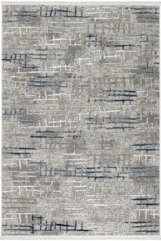 Gri Renkli Lacivert Çizgili Geometrik Desenli Astra Halı