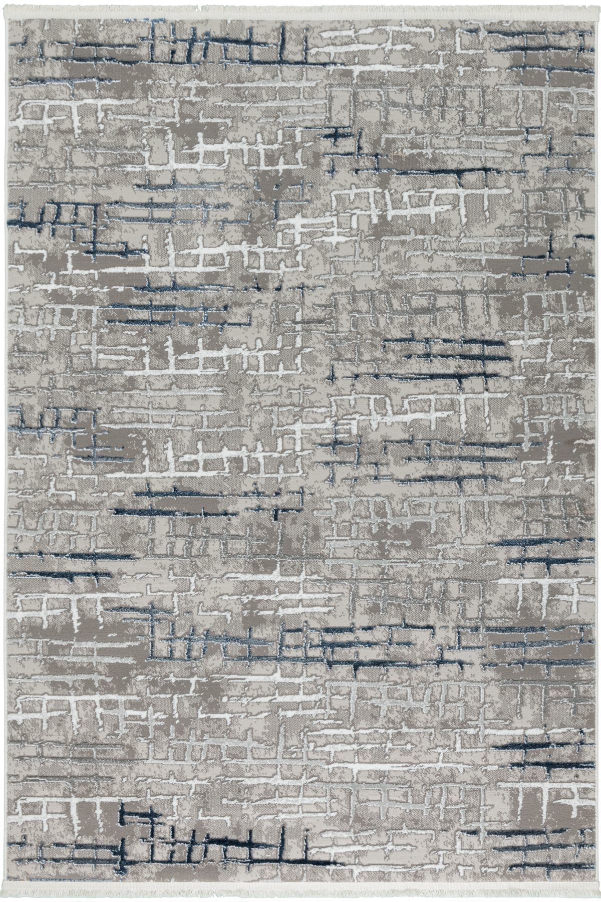 Gri Renkli Lacivert Çizgili Geometrik Desenli Astra Halı 100X200