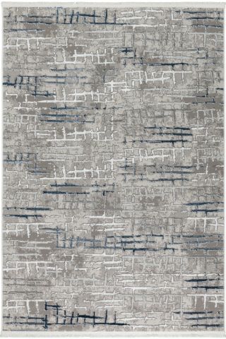 Gri Renkli Lacivert Çizgili Geometrik Desenli Astra Halı 100X200