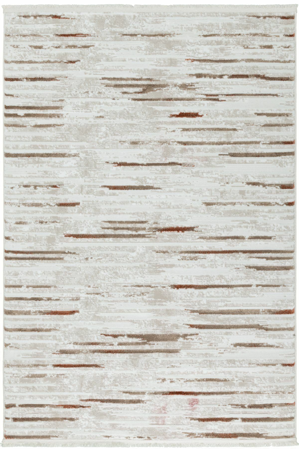 Açık Renk Zemin Üstüne Kremit Kahve Çizgi Desenli Astra Halı