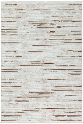 Açık Renk Zemin Üstüne Kremit Kahve Çizgi Desenli Astra Halı