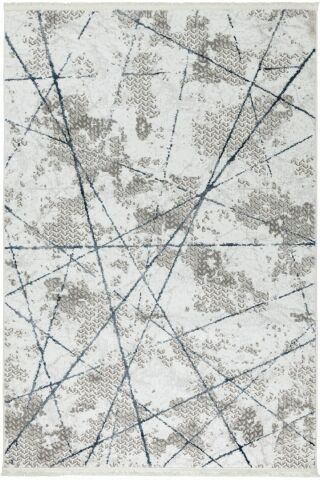Açık Renk Üzerine Gri Mavi Çizgi Desenli Astra Halı 100X200