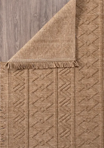 Vizon Rengi Geometrik Desenli Bravvo Kilim