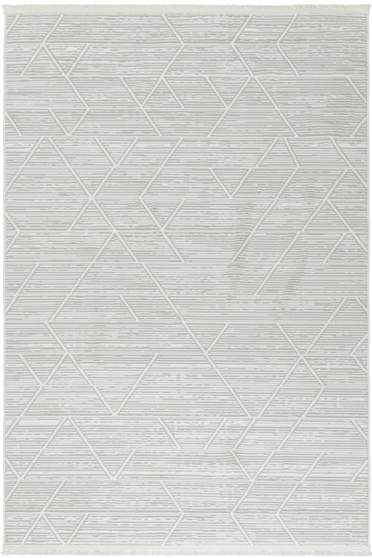 Krem Rengi, Renge Renk Geometrik Desenli Astra Halı