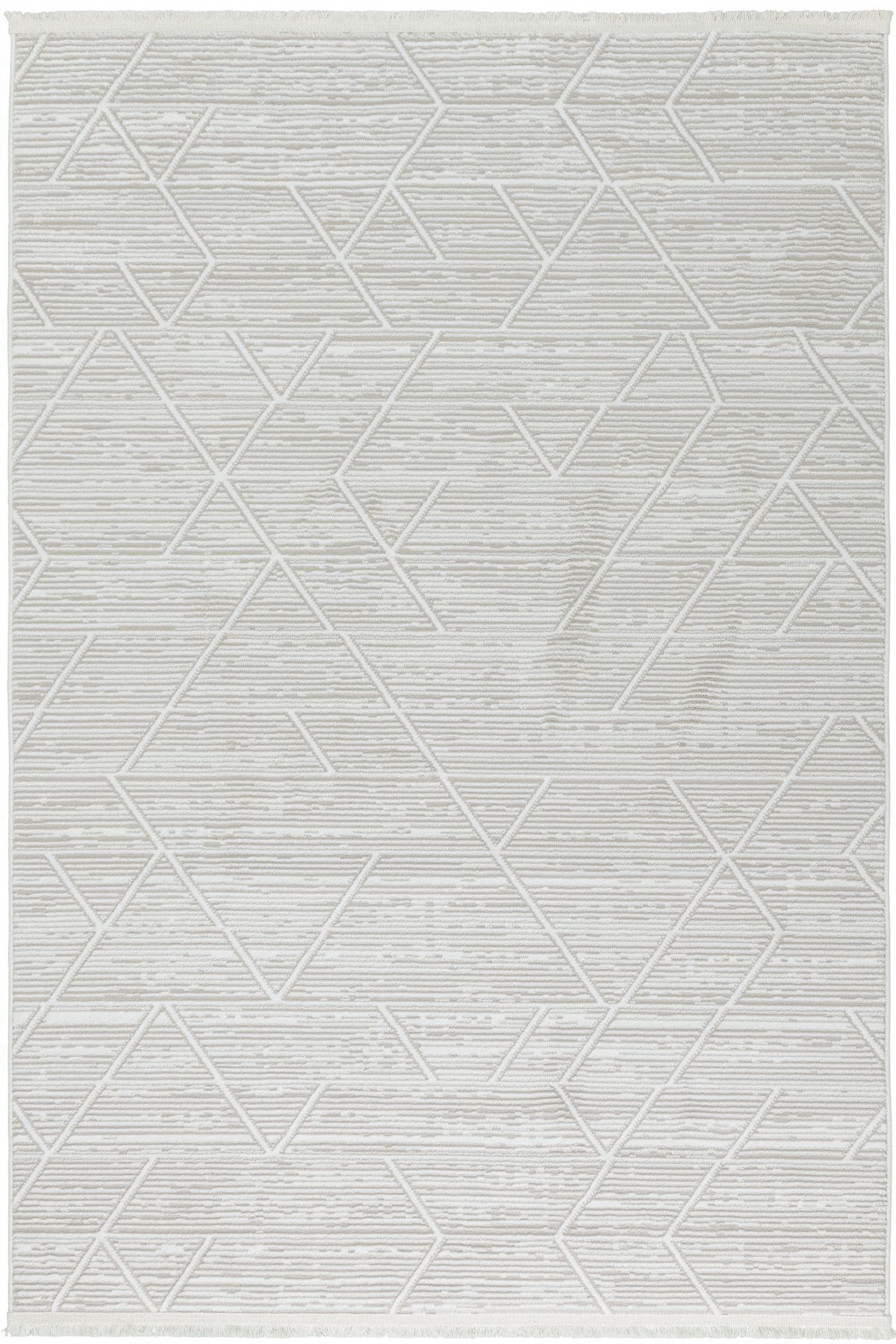 Krem Rengi, Renge Renk Geometrik Desenli Astra Halı 100X200
